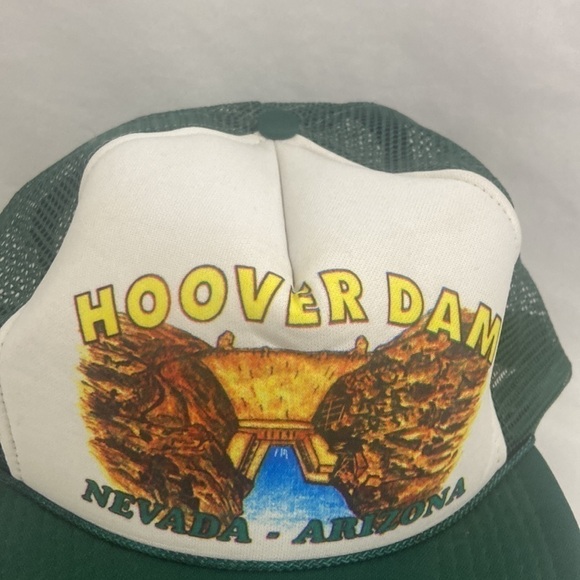 Vintage Hoover Dam Nevada Arizona Green Trucker Mesh Cap Hat Snapback - Picture 2 of 10
